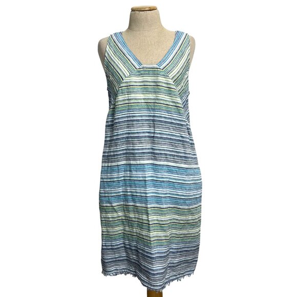 Tommy Bahama Womens Medium Blue Micronesia Striped Linen Sleeveless Shift Dress - Picture 10 of 10